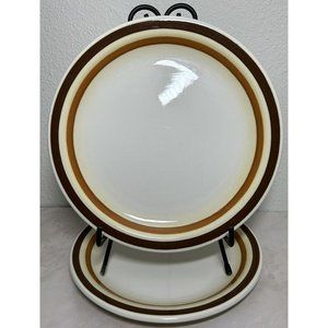 Buffalo Restaurant Ware Air Brushed Dinner Plates Brown/orange/yellow Stripe Vtg